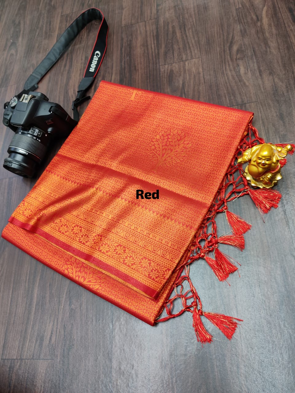 Soft Silk fabric Copper Zari Orange