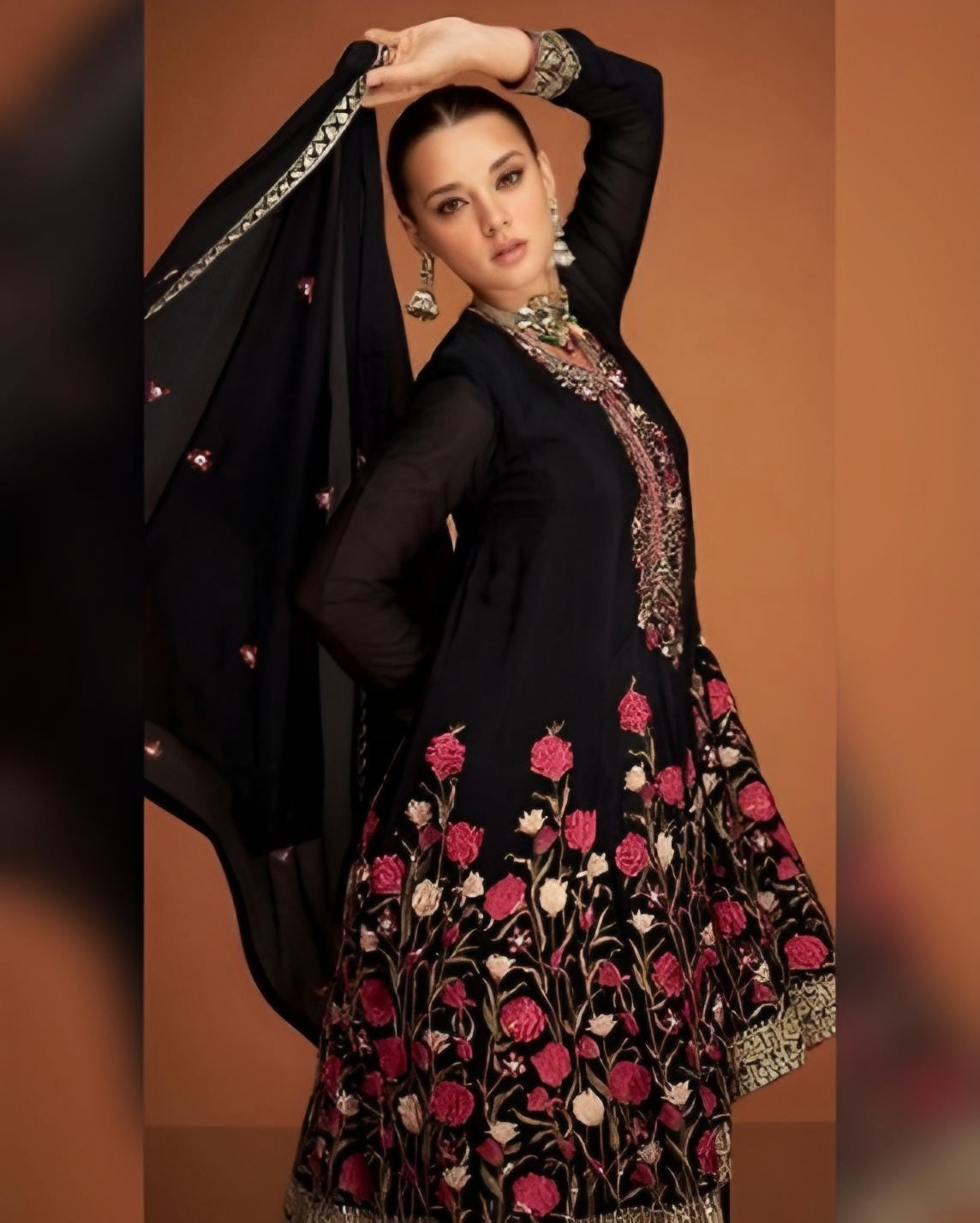 Embroidered Georgette Palazzo Salwar Suits Black
