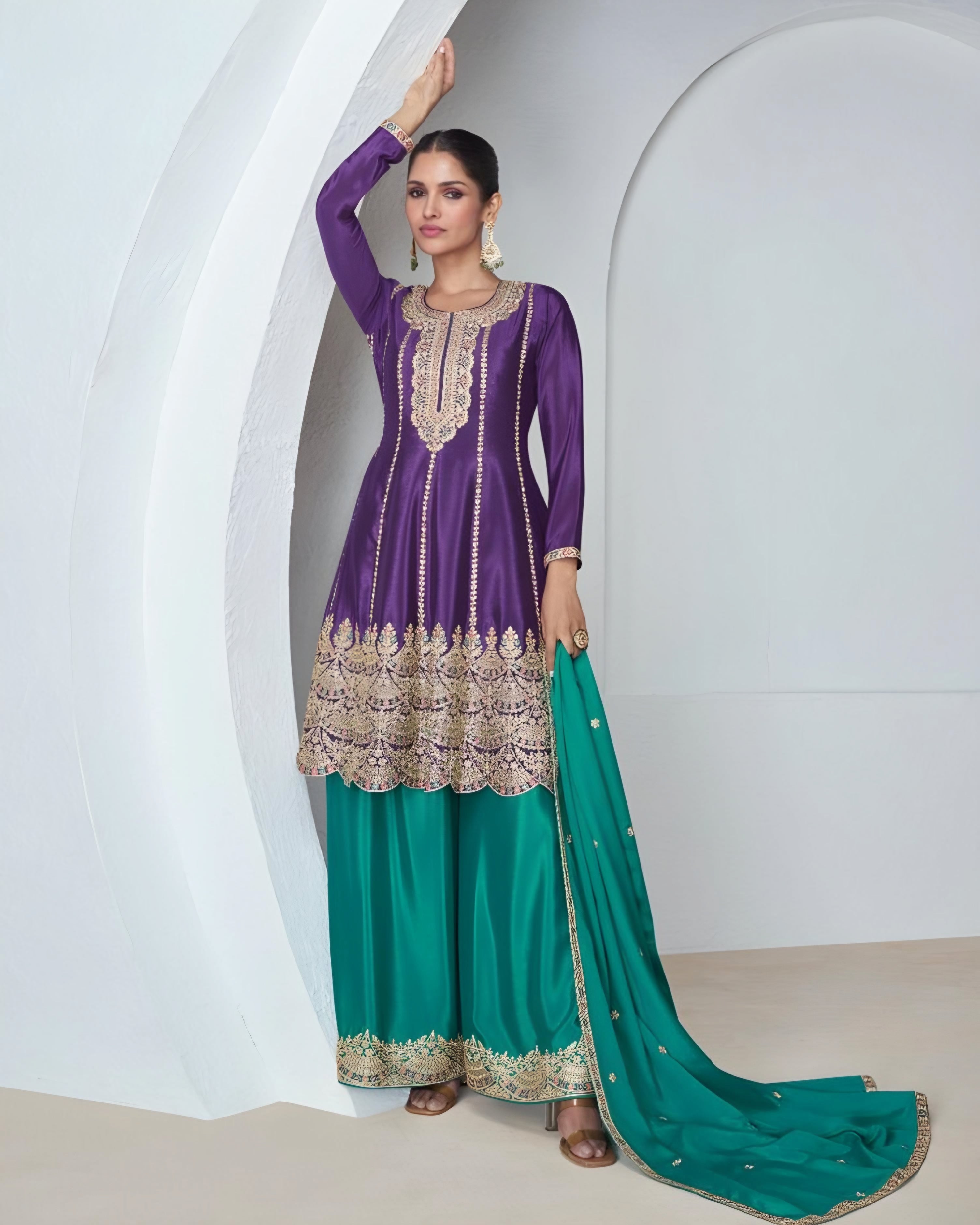 Premium Cinon Silk Salwar Suits Violet