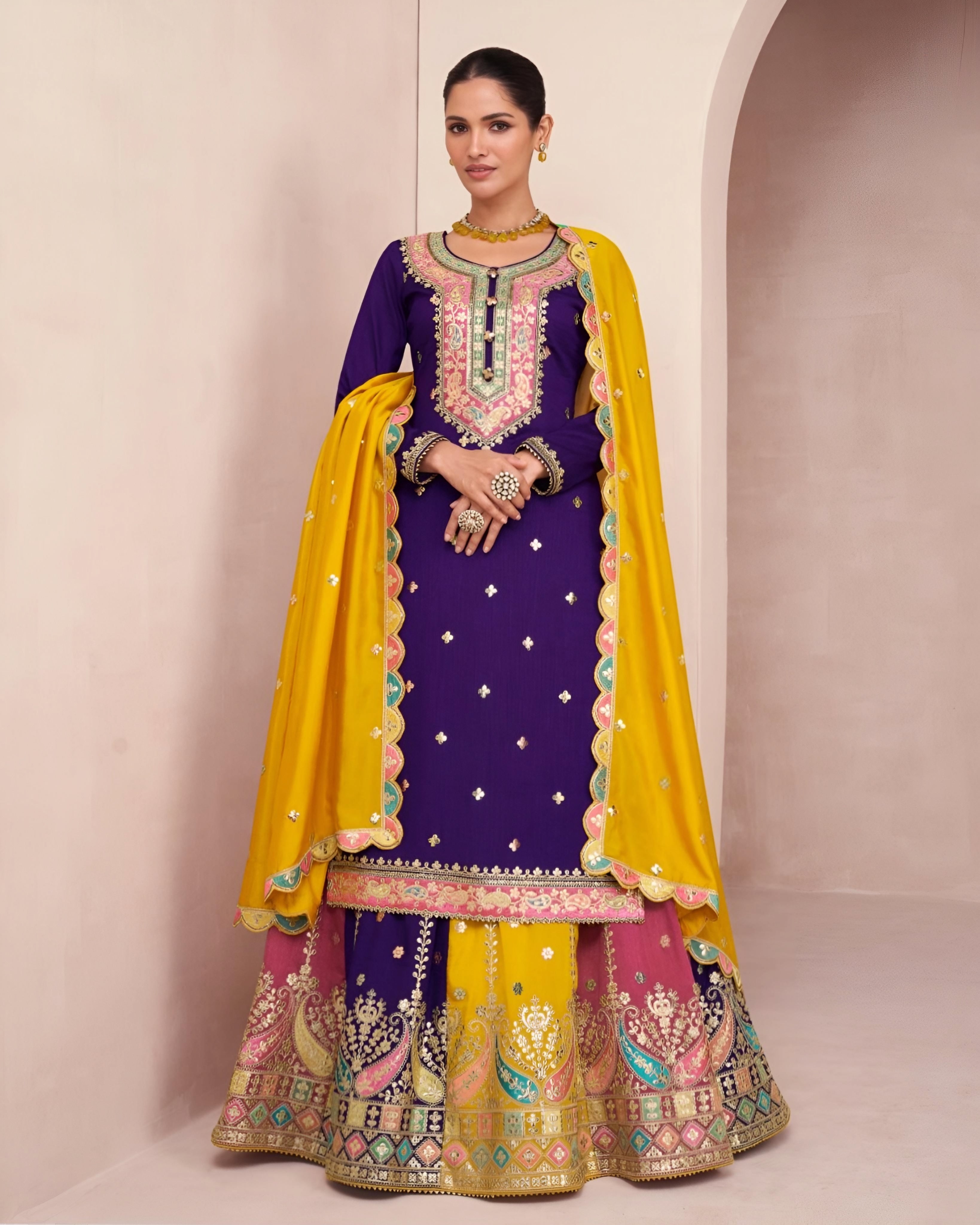 Premium Silk Embroidery Skirt Style  Salwar Suits