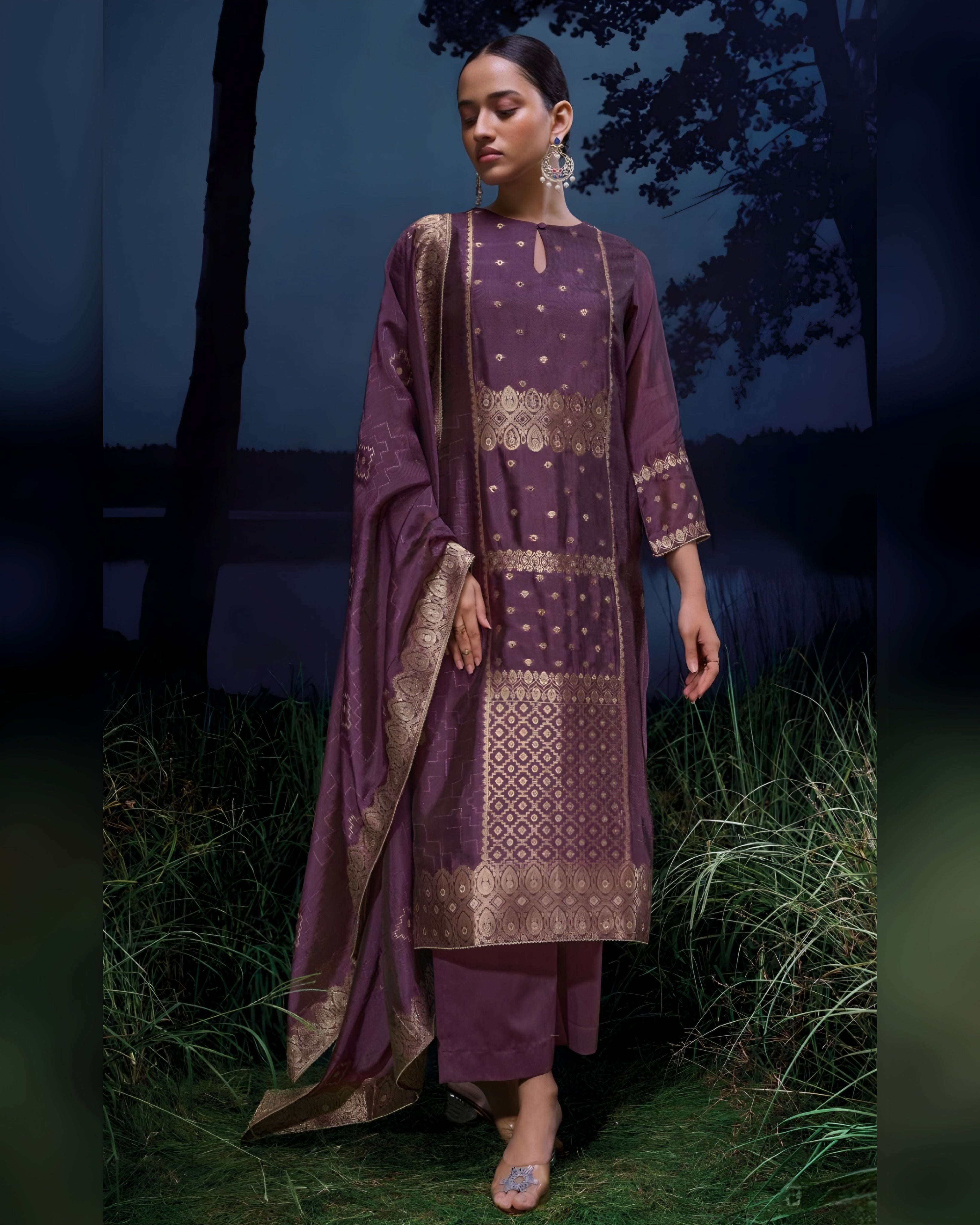 Pure Viscose Silk Jaquard Salwar Kameez