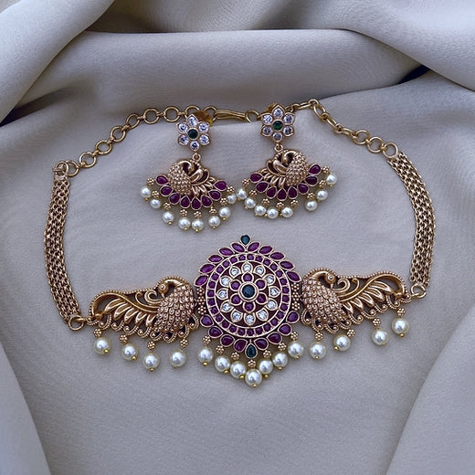 Choker and Earring Set - Sakhi Fashions