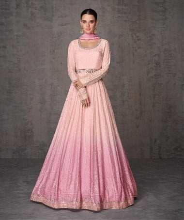 Pink Chinon silk Anarkali Gown 2