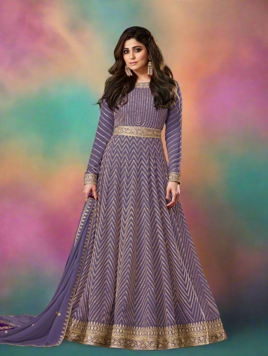 Georgette Sequince Embroidered Anarkali Gown